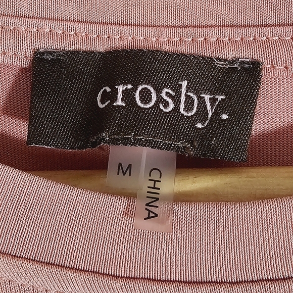 Crosby. Pink Pullover Crew Neck Puff Short Sleeves Women's T-Shirt Size M - Picture 2 of 5
